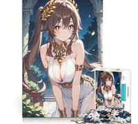 Rompecabezas para Adolescentes de 1000 Piezas: Diosa de Anime con Vestido Blanco, Juegos relajantes, análisis y lógica, Que mejoran el Amor Entre Parejas 38x52cm