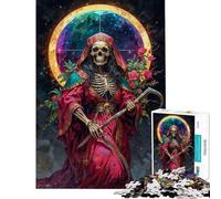 Rompecabezas para Adolescentes de 1000 Piezas Diosa De Lo Inevitable Santa Muerte Rompecabezas para Adultos Juego de ingenio Corte de precisión Actividades Divertidas en casa (Tamaño 38x52cm)