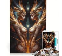 Rompecabezas para Adolescentes de 1000 Piezas Diosas Doradas, decoración de Pared, difícil y desafiante, Regalo de Juego desafiante 50x75cm