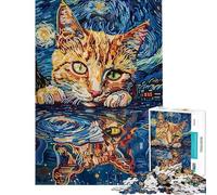 Rompecabezas para Adolescentes de 1000 Piezas diseño Abstracto de Sombras de Gatos tristes Rompecabezas para Adultos Juegos relajantes Montaje de Patrones cumpleaños (50x75cm)