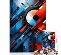 Rompecabezas para Adolescentes de 1000 Piezas diseño Abstracto Moderno en Rojo y Azul Ideal como decoración de Pared Juego Educativo para ejercitar el Cerebro tamaño 38x26cm