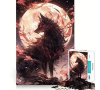 Rompecabezas para Adolescentes de 1000 Piezas,diseño Black Sakura Kitsune,Arte de Borde Premium,Juego de concentración Mental,diversión para el Tiempo Libre,Regalo artístico de Navidad 50x75cm