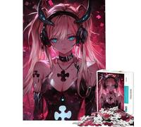 Rompecabezas para Adolescentes de 1000 Piezas diseño de ángel Diablo neón para Adultos Juego de ingenio análisis y lógica Amigos y Familiares (tamaño 38x52cm)