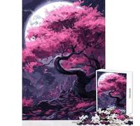 Rompecabezas para Adolescentes de 1000 Piezas diseño de árbol de la Luna Sakura Juego Educativo Juguete de Montaje decoración de Pared Que fomenta el Amor Entre Parejas (52x38cm)