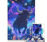 Rompecabezas para Adolescentes de 1000 Piezas, diseño de búfalo y Estrellas de Van Gogh, Ideal para Decorar la Pared, Pasar el Tiempo en casa, como Regalo de cumpleaños o de Viaje 38x26cm