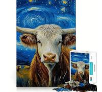 Rompecabezas para Adolescentes de 1000 Piezas,diseño de búfalo y Van Gogh,con Bordes impecables y un Divertido Juego Mental Regalo Ideal para un Momento Acogedor y Divertido Decoración para la Pared