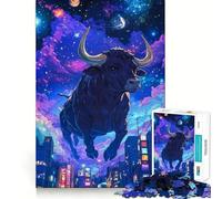Rompecabezas para Adolescentes de 1000 Piezas,diseño de búfalo y Van Gogh,con Estrellas,Corte preciso,Divertido,para Resolver Problemas,Relajarse y divertirse Arte navideño para exhibir (50x75cm)
