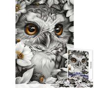 Rompecabezas para Adolescentes de 1000 Piezas diseño de búho de Ojos Dorados Juguetes para decoración del hogar Regalo Divertido Juego práctico con póster a Juego y Hoja de Trivia tamaño 38x52cm