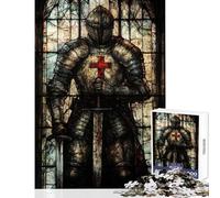 Rompecabezas para Adolescentes de 1000 Piezas diseño de Caballero Medieval con vidrieras Ideal para Relajarse un Reto difícil Perfecto como Regalo de cumpleaños (tamaño 50x75cm)