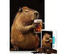 Rompecabezas para Adolescentes de 1000 Piezas,diseño de Cerveza Capibara,Bordes impecables,Divertido Juego Mental,Regalo,Ambiente Acogedor,decoración navideña para la Pared (38x26cm)