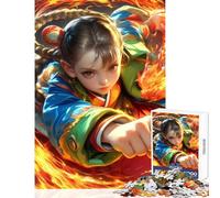 Rompecabezas para Adolescentes de 1000 Piezas diseño de Chica Anime con puño ardiente Juguete Educativo Regalos de Amigo Invisible decoración (38x26cm)