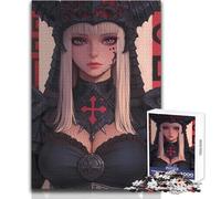 Rompecabezas para Adolescentes de 1000 Piezas, diseño de Chica de Anime con Armadura de fantasía Oscura, Ideal para una Noche de Juegos y diversión Familiar, Ideas de Regalos, tamaño 38x52cm