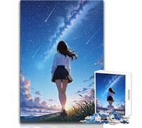 Rompecabezas para Adolescentes de 1000 Piezas, diseño de Chica de Anime Mirando al Cielo Estrellado, Juegos educativos, Corte de precisión, Regalos de Amigo Secreto, tamaño 38x52cm