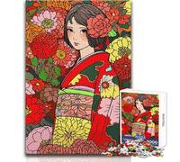 Rompecabezas para Adolescentes de 1000 Piezas, diseño de Chica Kimono Japonesa, Juego Educativo Familiar para diversión Familiar, Juguete Educativo, tamaño 38x26cm