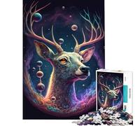 Rompecabezas para Adolescentes de 1000 Piezas diseño de Ciervo cósmico psicodélico Juego desafiante Juguete para ejercitar la Mente Juego difícil excelente Regalo y Juguete (tamaño 38x52cm)