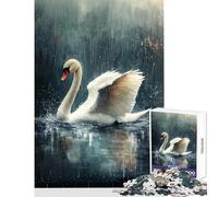Rompecabezas para Adolescentes de 1000 Piezas diseño de Cisne bajo la Lluvia Ideal para Decorar Paredes Obras de Arte Regalos Juegos educativos Apto para decoración de Escritorio tamaño 50x75cm