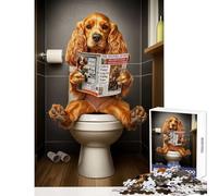 Rompecabezas para Adolescentes de 1000 Piezas diseño de Cocker Spaniel en el Inodoro Juguete para decoración de Pared Regalos para el Amigo Secreto Juegos Divertidos Actividades para el hogar 38x52cm