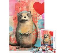 Rompecabezas para Adolescentes de 1000 Piezas diseño de corazón de San Valentín Nutria técnica Mixta decoración del hogar Juguetes Regalo Divertido Juego Educativo Actividades Divertidas en casa