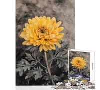 Rompecabezas para Adolescentes de 1000 Piezas diseño de crisantemo Dorado Elegante Adultos Ideal para armar tú Mismo decoración o Regalo para Toda la Familia (38x26cm)