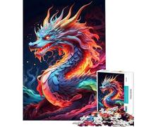 Rompecabezas para Adolescentes de 1000 Piezas diseño de dragón Anciano neón desafío Educativo decoración para el hogar Juego Educativo para Mayores de 14 años (38x52cm)