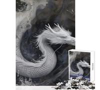 Rompecabezas para Adolescentes de 1000 Piezas diseño de dragón Blanco Juego Educativo Juguete para armar decoración de Pared Que fomenta el Amor Entre Parejas (26x38cm)