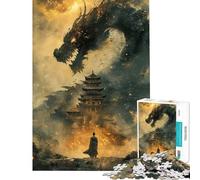 Rompecabezas para Adolescentes de 1000 Piezas diseño de dragón Chino Antiguo Rompecabezas para Adultos Juguetes de Bricolaje Carrera de Velocidad Manual difícil y desafiante (tamaño 50x75cm)