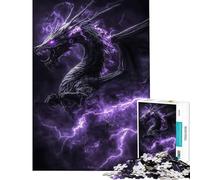 Rompecabezas para Adolescentes de 1000 Piezas diseño de dragón relámpago púrpura Juego Relajante Juguete Intelectual Regalo para Hombres y Mujeres una Obra de Arte (tamaño 38x52cm)