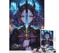 Rompecabezas para Adolescentes de 1000 Piezas diseño de Espada Brillante de Oni Girl Ideal para Decorar el hogar Regalo de cumpleaños Juego Familiar Apto para decoración de Escritorio tamaño 38x52cm