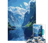 Rompecabezas para Adolescentes de 1000 Piezas diseño de fiordo Noruego en Pixel Art Juguetes educativos Juego Familiar para Toda la Familia Regalos para Mujeres y Hombres tamaño 38x26cm