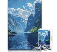 Rompecabezas para Adolescentes de 1000 Piezas, diseño de fiordo Noruego, Pixel Art, Hermoso Juego, una Obra de Arte, Juguetes antiestrés, tamaño 38x26cm