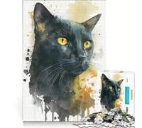 Rompecabezas para Adolescentes de 1000 Piezas, diseño de Gato Bombay en Acuarela, Juegos relajantes, análisis y lógica, Que fomentan el Amor Entre Parejas 38x26cm