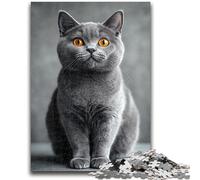 Rompecabezas para Adolescentes de 1000 Piezas, diseño de Gato británico de Pelo Corto, desafío de Inteligencia Cerebral, Juguetes adictivos, Regalo de cumpleaños, Arte de Pared, 26x38cm