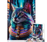 Rompecabezas para Adolescentes de 1000 Piezas diseño de Gato Egipcio faraón con Joyas Juguete para decoración de Pared Ideas de Regalo Juego de ingenio Mejora el Amor Entre Parejas tamaño 50x75cm