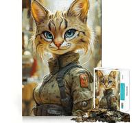 Rompecabezas para Adolescentes de 1000 Piezas,diseño de Gato Soldado,Arte Digital,Juego de articulaciones firmes,Juego cognitivo,Juguete fácil de Usar,Divertido,decoración navideña,Regalo (38x52cm)