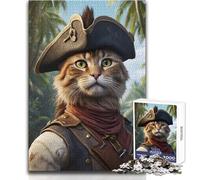 Rompecabezas para Adolescentes de 1000 Piezas, diseño de Gatos Piratas, Divertido, Relajante, pasatiempo, Profesional, Corte Limpio, Juguete para Jugar, tamaño 50x75cm
