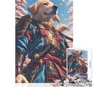 Rompecabezas para Adolescentes de 1000 Piezas diseño de Golden Retriever Samurai Ideal para Decorar el hogar Regalo Divertido Juego Educativo Actividades Divertidas en casa tamaño 38x52cm