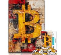 Rompecabezas para Adolescentes de 1000 Piezas, diseño de Grafiti de Bitcoin, Juguetes educativos, para aliviar el estrés, interacción Entre Padres e Hijos, 38x26cm