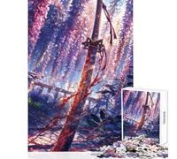 Rompecabezas para Adolescentes de 1000 Piezas diseño de Katana de derramamiento de Sangre en un jardín de glicinas Juguete para decoración de Pared Obra de Arte Regalo Juegos educativos Ayuda