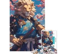 Rompecabezas para Adolescentes de 1000 Piezas diseño de león samurái Juego Educativo Juguete Intelectual Gran Regalo para los Amantes de los Juegos una Obra de Arte (tamaño 38x52cm)