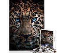 Rompecabezas para Adolescentes de 1000 Piezas diseño de Leopardo de Ojos Azules Juguetes para decoración del hogar Regalos para Amigos Secretos Juegos Familiares ejercita el Cerebro tamaño 50x75cm