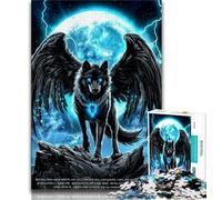 Rompecabezas para Adolescentes de 1000 Piezas, diseño de Lobo con alas Negras Ejercita el Cerebro, desarrolla la Paciencia y Mejora la Memoria (38x26cm)