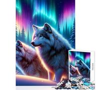Rompecabezas para Adolescentes de 1000 Piezas diseño de Lobo nórdico Naturaleza Invernal decoración del hogar Juguetes Regalos de Amigo Secreto Juegos Familiares Ayuda a ejercitar el Cerebro 50x75cm