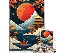 Rompecabezas para Adolescentes de 1000 Piezas diseño de Luna roja Paisaje japonés Juguetes antiestrés Regalos de cumpleaños Juegos educativos colección de Artistas Bellas Artes tamaño 50x75cm