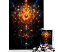 Rompecabezas para Adolescentes de 1000 Piezas diseño de Mandala Floral Abstracto con Elementos cósmicos Juegos relajantes desafiantes de completar tamaño 50x75cm