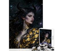 Rompecabezas para Adolescentes de 1000 Piezas diseño de Mujer con Cuernos y Vestido de Pan de Oro Ideal para Decorar Paredes Regalos Juegos de ingenio para fomentar el Amor en Pareja tamaño 50x75cm