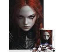 Rompecabezas para Adolescentes de 1000 Piezas diseño de Mujer guerrera Pelirroja decoración del hogar Juguetes Regalos de Amigo Secreto Juegos Familiares Ayuda a ejercitar el Cerebro tamaño 38x52cm