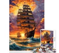 Rompecabezas para Adolescentes de 1000 Piezas diseño de Navegando al Atardecer Juguetes de Bricolaje Regalo de cumpleaños Juegos educativos Adecuado para decoración de Escritorio tamaño 50x75cm
