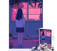 Rompecabezas para Adolescentes de 1000 Piezas diseño de niña Color Rosa Retro Educativo Amigo Secreto Juego práctico para fomentar el Amor en Pareja tamaño 38x26cm