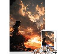 Rompecabezas para Adolescentes de 1000 Piezas diseño de niña en un acantilado al Atardecer Juguete Educativo Regalo para Mujeres y Hombres Juego Imposible Cada Pieza es única Tamaño 38x52cm
