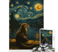 Rompecabezas para Adolescentes de 1000 Piezas diseño de Nutria en Estilo Noche Estrellada Juguete Educativo Regalo para Mujeres y Hombres Juego Imposible Cada Pieza es única Tamaño 50x75cm